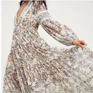 Free People Cassis Printed Chiffon Dress